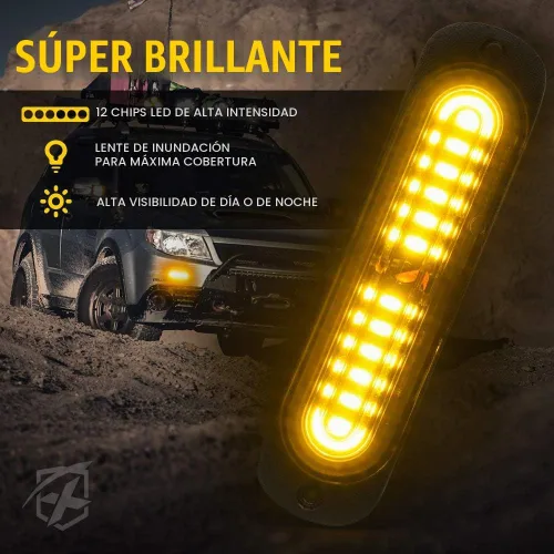 Vista 3 de Xprite Kit de luces estroboscópicas LED ámbar para montaje en superficie, parrilla de parrilla lateral, luz intermitente de advertencia