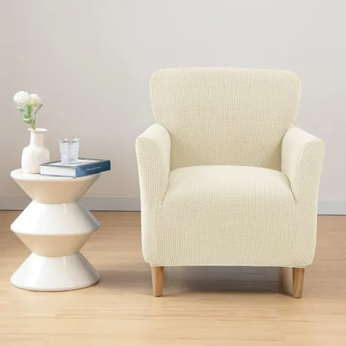 Vista 7 de LiveGo - Funda elástica para sillón de mediados de siglo moderno de 1 pieza, fundas de acento de jacquard para silla con brazos, fundas impermeables