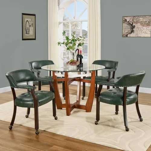 Vista 46 de Juego de 2 sillas de comedor con ruedas, poliuretano gris antiguo Gris (Antique Grey)