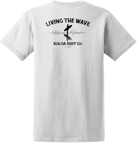 Vista 13 de Koloa Surf - Camisetas de algodón pesado para hombre, tallas grandes y altas Azul acuático/negro buscando diseño de ondas