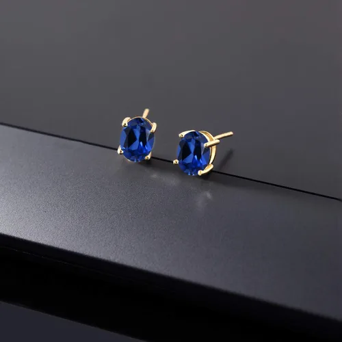 Vista 343 de Gem Stone King Aretes de oro de 14 quilates con piedra natal ovalada de 0.315 x 0.236 in Aretes de oro para mujer
