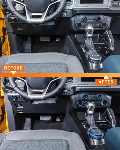 Vista 4 de Savadicar CKT01 Billet - Juegos de molduras de perillas de control de aluminio billet, faros/4WD/HVAC, biseles de anillos de perillas de control