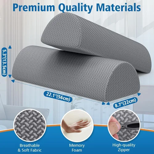 Vista 2 de Almohada grande de rodilla para dormir de lado, almohada de espuma viscoelástica de media luna para piernas, almohada de elevación de cuña de diseño