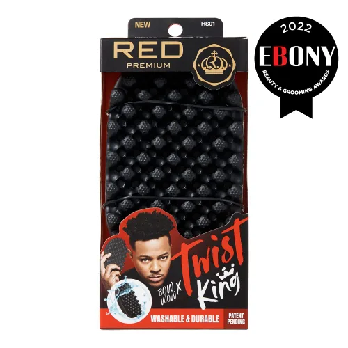 Vista 2 de RED by Kiss BowWow Twist King - Peine de estilor de lujo premium para trenzar y rizar, duradero y lavable, alternativa a la esponja para barberos