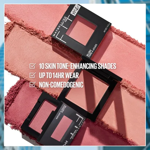 Vista 6 de Maybelline Fit Me Blush, Ligero, Suave, Mezclable, Maquillaje de Color de Larga Duración que Realza el Rostro Todo el Día, Buff, 1 Unidad