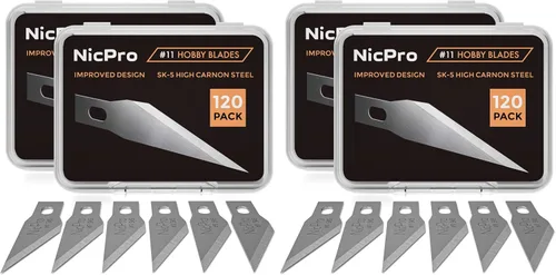 Vista 12 de Nicpro Juego de 120 cuchillas de hobby SK-5, repuesto de utilidad #2, herramienta de corte de repuesto con estuche de almacenamiento
