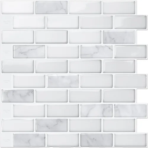 Vista 17 de LONGKING Loseta en muro adhesiva para cocina con diseño de mármol (10 azulejos)
