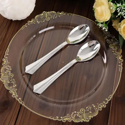 Vista 4 de Efavormart - Paquete de 125 cucharas de plástico resistente Chambury de 7 pulgadas, cubiertos de plástico para bodas, cumpleaños, ocasiones de lujo