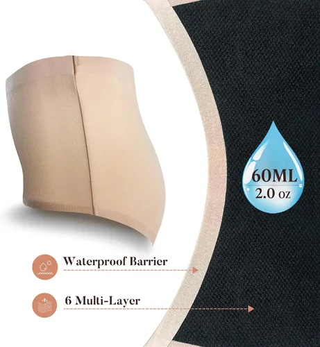 Vista 3 de AIRCUTE Ropa interior absorbente para incontinencia urinaria para mujer, sin costuras, lijado de cintura alta, para fugas de vejiga, 2.2 onzas Beige