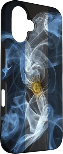 Vista 3 de iPhone 16 Smoky Argentina Flag - Funda de orgullo argentino estilo humo