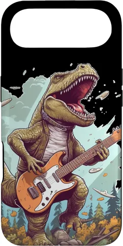 Vista 27 de Funda para iPhone 16 Cool Tyrannosaurus Rex con bajo para amantes de los dinosaurios