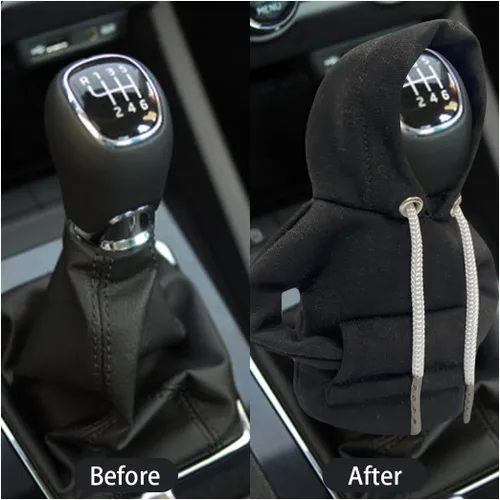 Vista 4 de JOYCOURT - Sudadera con capucha para palanca de cambios de coche, color negro Nylon Fashionable Mini Hoodie Decoration, Cute Gadgets, Universal