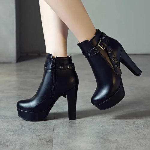 Vista 69 de Scaoruki Zapatos de otoño de moda para mujer, botines de tacón de bloque