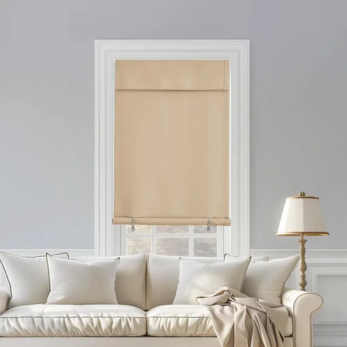 Vista 8 de NICETOWN Biscotti - Cortinas opacas para puerta francesa, color beige, 72 pulgadas de largo Cortina de ventana portátil de granja autoadhesiva