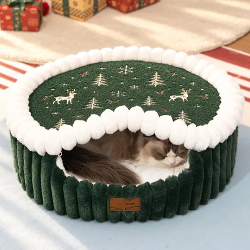 Vista 10 de CHEERPALS Cloud Cat Cave Bed for Indoor Cats Hooded Bed with Zipper((Grey)