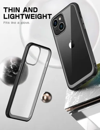 Vista 3 de SUPCASE Unicorn Beetle Style Series - Funda para iPhone 14 / iPhone 13, funda protectora híbrida delgada y transparente (negro)