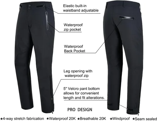 Vista 3 de fit space Pantalones de lluvia permanentes Climastorm de golf impermeables de 20 K ligeros de rendimiento deportivo
