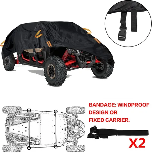 Vista 2 de Funda UTV de 2 a 3 plazas, 600D resistente al agua, protección para todo tipo de clima, cubiertas laterales compatibles con Polaris Ranger RZR