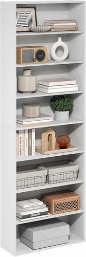 Vista 22 de Furinno GEHRY - Estantería para libros, 5 niveles, con estantes ajustables, 11.6 x 24.8 x 71.4 pulgadas, para oficina en casa, sala de estar, roble