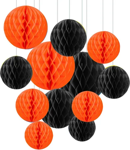 Vista 23 de ZOOYOO 12 bolas de panal de 6 pulgadas y 10 pulgadas para decoración de pompones de papel de seda colgantes para graduación, aniversario, Año Nuevo