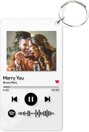 Vista 10 de Llavero personalizado de Spotify con imagen, llavero de código de canción de música de Spotify escaneable personalizado Negro