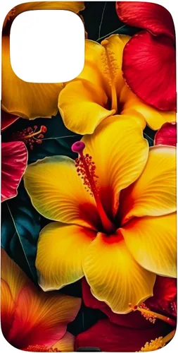 Vista 9 de Hawaiian Tropical Yellow Red Hibiscus Plumeria Case for iPhone 17