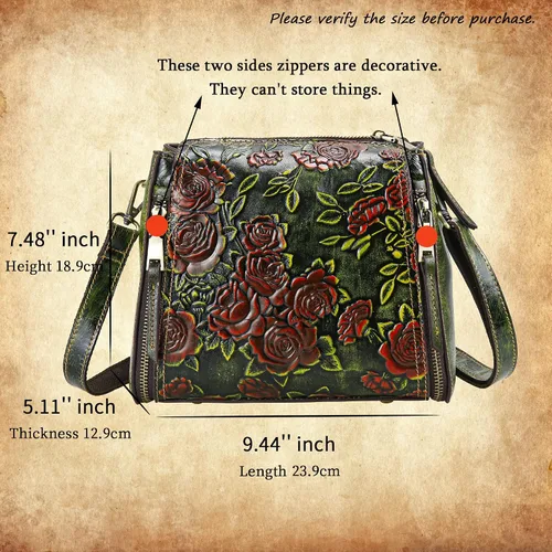 Vista 2 de LETEULO Bolso cruzado para mujer, bolso de mano de cuero con asa superior, estilo vintage