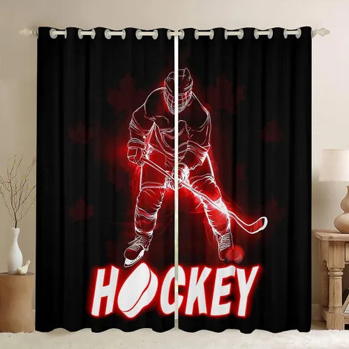 Vista 34 de Erosebridal Hockey Blackout Curtains for Boys,Blue and Black Sports Curtains & Drapes for Kids Teen,Ball Games Gamer Bedroom Decor,Ice Hockey Field