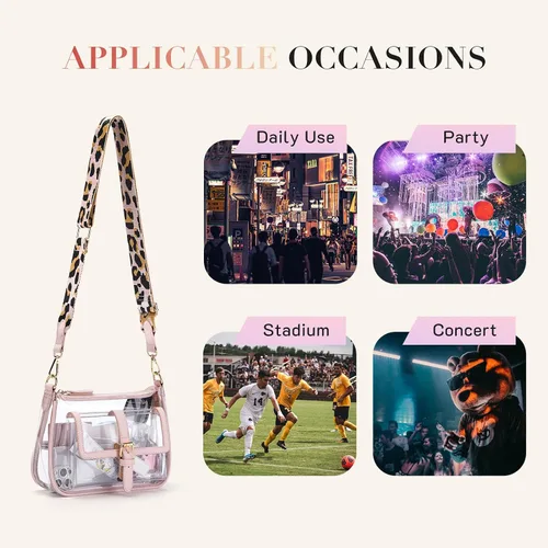 Vista 6 de Cartera de hombro transparente con correa de guitarra de Missnine, bolsa cruzada aprobada para estadio, bolsa de concierto para mujer de PVC