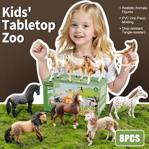 Vista 8 de 8 figuras de caballo grandes de 6 pulgadas, juguetes de animales para niños, figuras de animales de granja de plástico realistas, juguetes