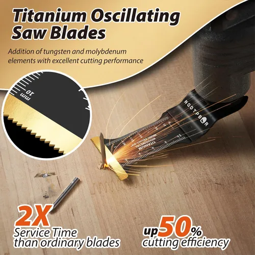 Vista 3 de 20 hojas de sierra oscilante de titanio, cuchillas oscilantes universales profesionales para uñas de metal, aluminio, cobre, metal y madera