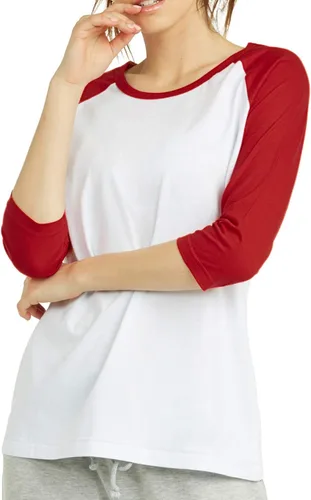 Vista 3 de Cottonbell Camiseta de manga corta de béisbol para mujer