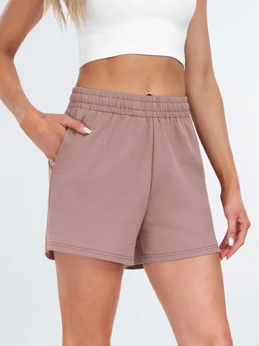 Vista 85 de AUTOMET Pantalones cortos deportivos para mujer, estilo casual, con cordón, cómodos, elásticos, de cintura alta, con bolsillos