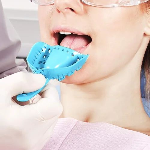 Vista 6 de JMU Bandeja de impresión dental,Bolsa de 12 bandejas desechables perforadas,1 superior grande Bandejas de impresión desechables perforadas