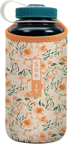 Vista 54 de Sok It BotlSok Funda para botella de agua con cubierta de neopreno aislante (Floral abstracto, se ajusta a CamelBak o Nalgene de 12 onzas)