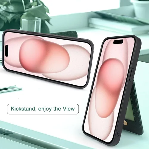 Vista 4 de Harryshell Funda compatible con iPhone 12 / iPhone 12 Pro con ranuras para tarjetas [capacidad para hasta 6 tarjetas] Función de atril, bolsillo