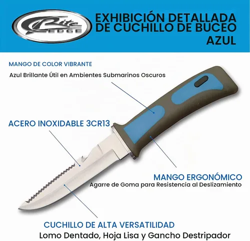 Vista 2 de Szco Supplies Cuchillo de buceo azul de 9 pulgadas con funda de correa de pierna (210424-BL)