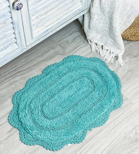 Vista 26 de Chardin home Alfombra de baño de ganchillo beige, alfombra de baño ovalada 100% algodón con borde de ganchillo artesanal hecho a mano, alfombra