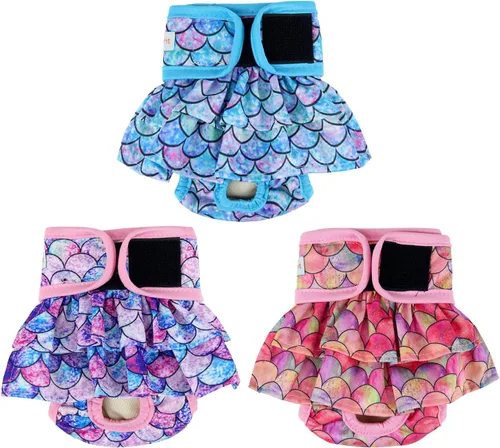 Vista 6 de Langsprit Pañales lavables para perras (paquete de 3) – Pañales reutilizables para perras – Pañales para perras altamente absorbentes para perros