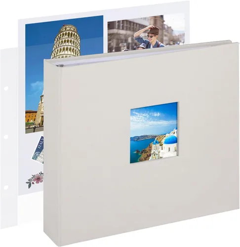 Vista 14 de 1DOT2 8x8 DIY pequeño álbum de recortes con 3 anillas, álbum de fotos con diario, con 30 fundas de plástico, 60 páginas y cubierta de tela
