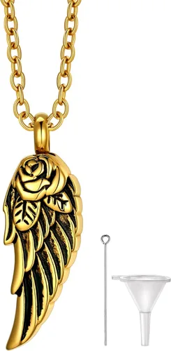 Vista 32 de Richsteel Collares de urna para cenizas para mujeres y hombres, collar con colgante de cremación para cenizas, joyería conmemorativa de acero