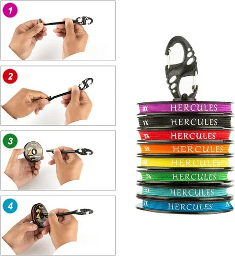 Vista 3 de HERCULES Tippet de pesca con mosca, paquete de 3 con soporte para volquetas, 55 yardas