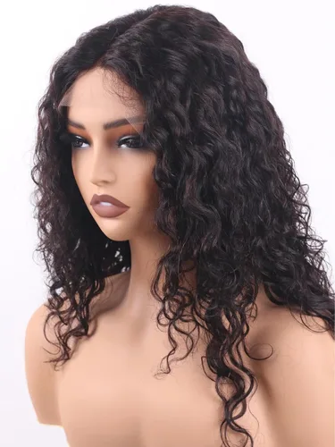Vista 46 de Peluca de cabello humano rizado profundo de 12 pulgadas para mujeres negras, color natural Glueless T Part HD Curls Lace Front Wigs, Pre-Plucked