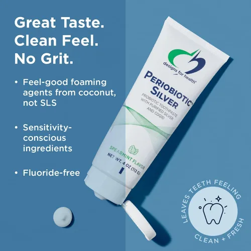 Vista 5 de Designs for Health PerioBiotic Silver Hydroxyapatite Pasta de dientes – Pasta de dientes sin flúor con probióticos orales con hidroxiapatita