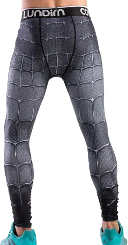 Vista 4 de Red Plume Leggings elásticos de compresión para hombre, pantalones deportivos con estampado de arañas, Multi color, S