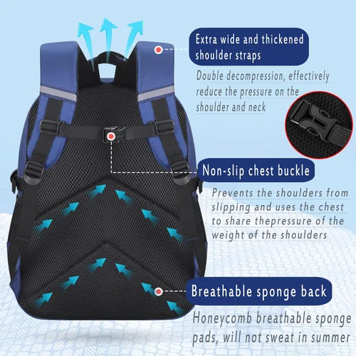 Vista 4 de IHZZ Mochila para niños, mochila para niños, mochila para niños, mochila escolar ligera impermeable con bolsa de almuerzo y estuche para lápices