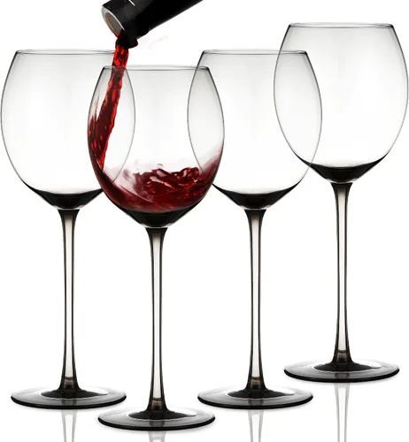 Vista 10 de Juego de 2 copas de vino tinto de colores, elegantes copas de vino de tallo largo, 13.3 onzas (rosa rosa)