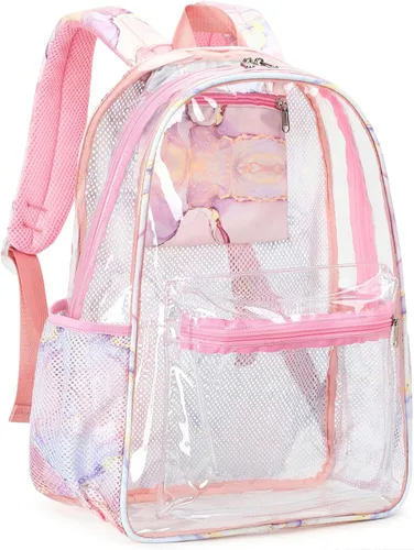 Vista 150 de CAMTOP Mochila transparente resistente y transparente para estudiantes, escuela, trabajo, festival, viajes, deportes, Beige, Mediana, Camtop Mochila