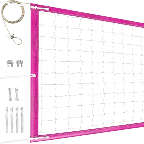 Vista 11 de Red profesional de voleibol para exteriores de servicio pesado, mejorada para todo clima, cable de acero inoxidable extendido, bordes extra gruesos