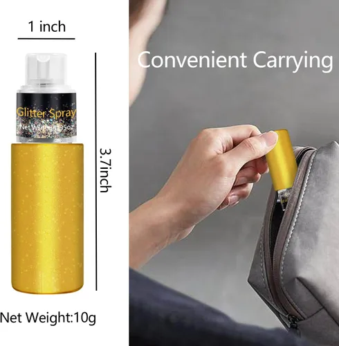 Vista 7 de Pulverizador de purpurina para cabello y cuerpo, polvo de purpurina holográfica, purpurina brillante para la cara, el cuerpo y la ropa, laca